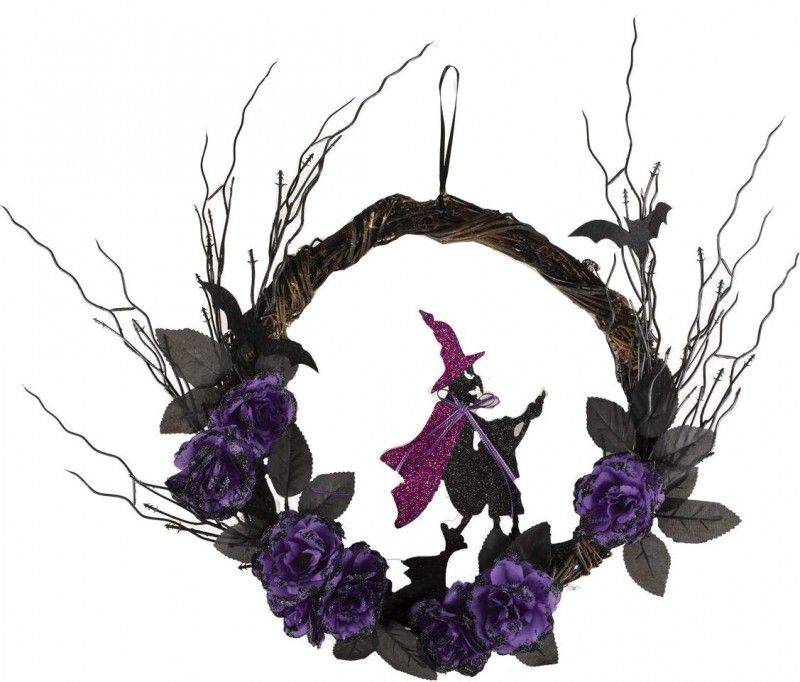 Ornamento Halloween Per Porta Ghirlanda Con Strega