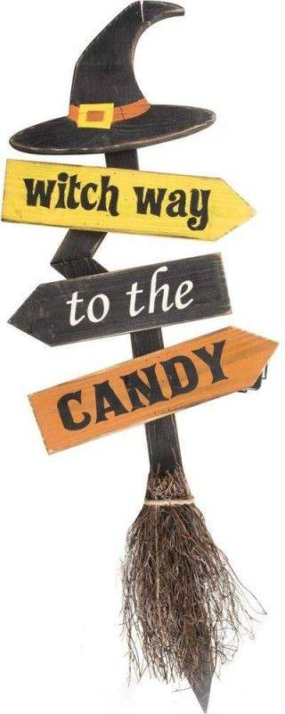Scopa In Legno Con Indicazioni 91cm Ornamenti Halloween Per Casa