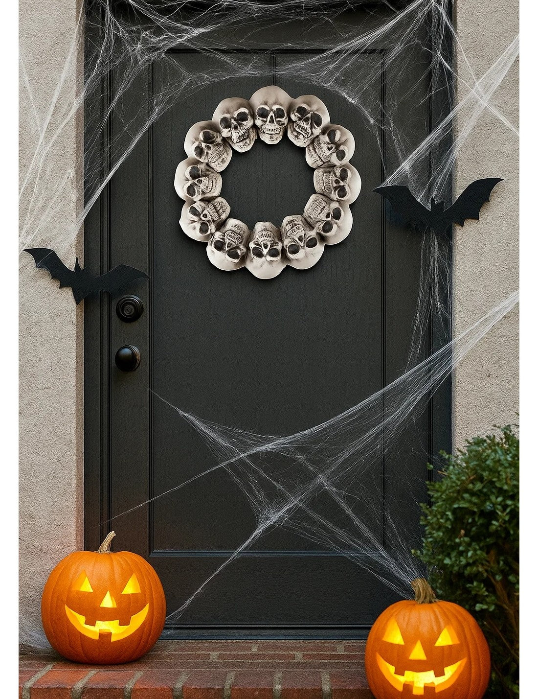 Ghirlanda Fuoriporta Di Halloween Teschi 40cm