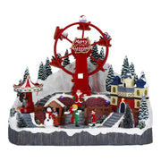Carillon Di Natale Parco Giochi Con Giostre Animate 36x23x31cm