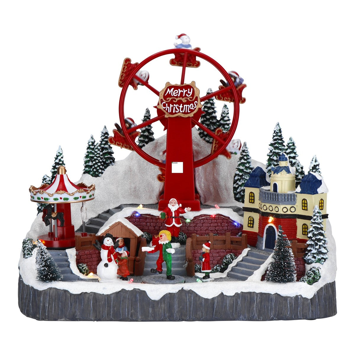 Carillon Di Natale Parco Giochi Con Giostre Animate 36x23x31cm