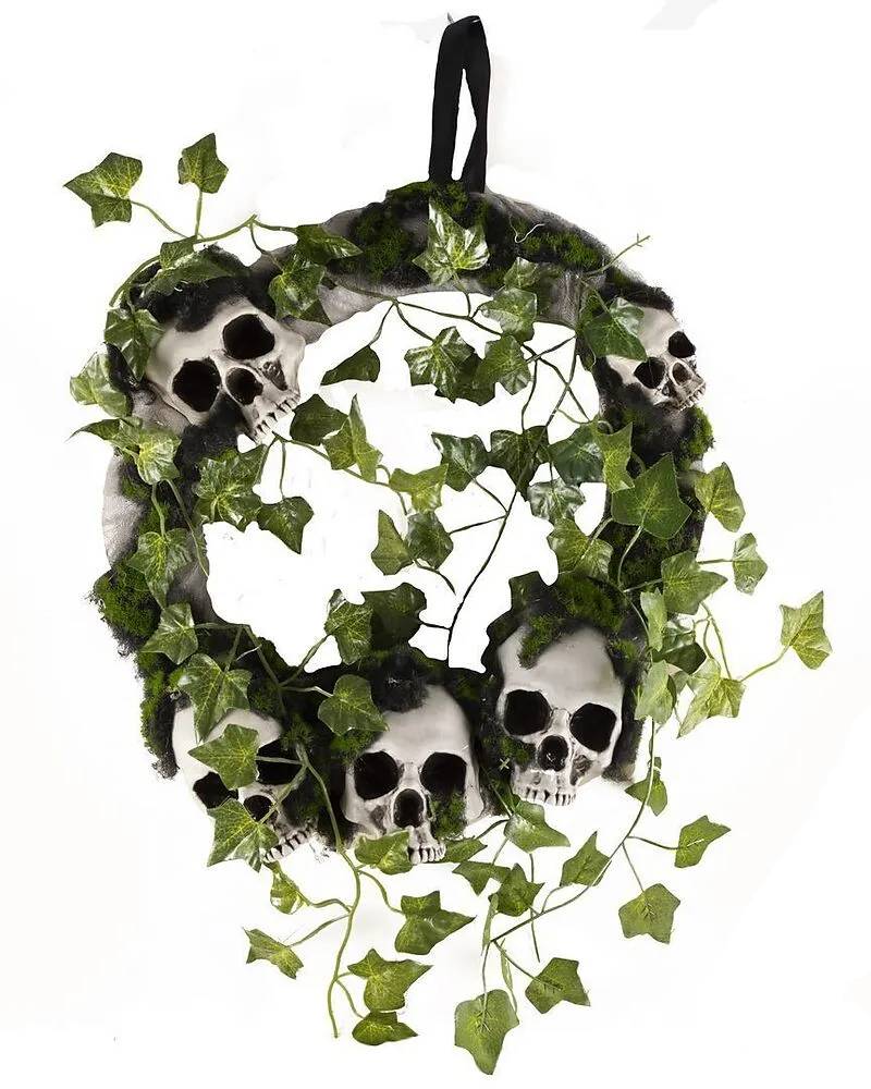 Ghirlanda Fuoriporta Di Halloween Con Teschi 40cm