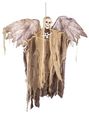 Decorazione Di Halloween Angelo Caduto Scheletro Animato Con Suoni E Luci 115cm