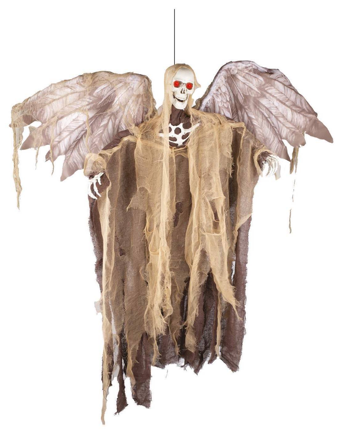 Decorazione Di Halloween Angelo Caduto Scheletro Animato Con Suoni E Luci 115cm