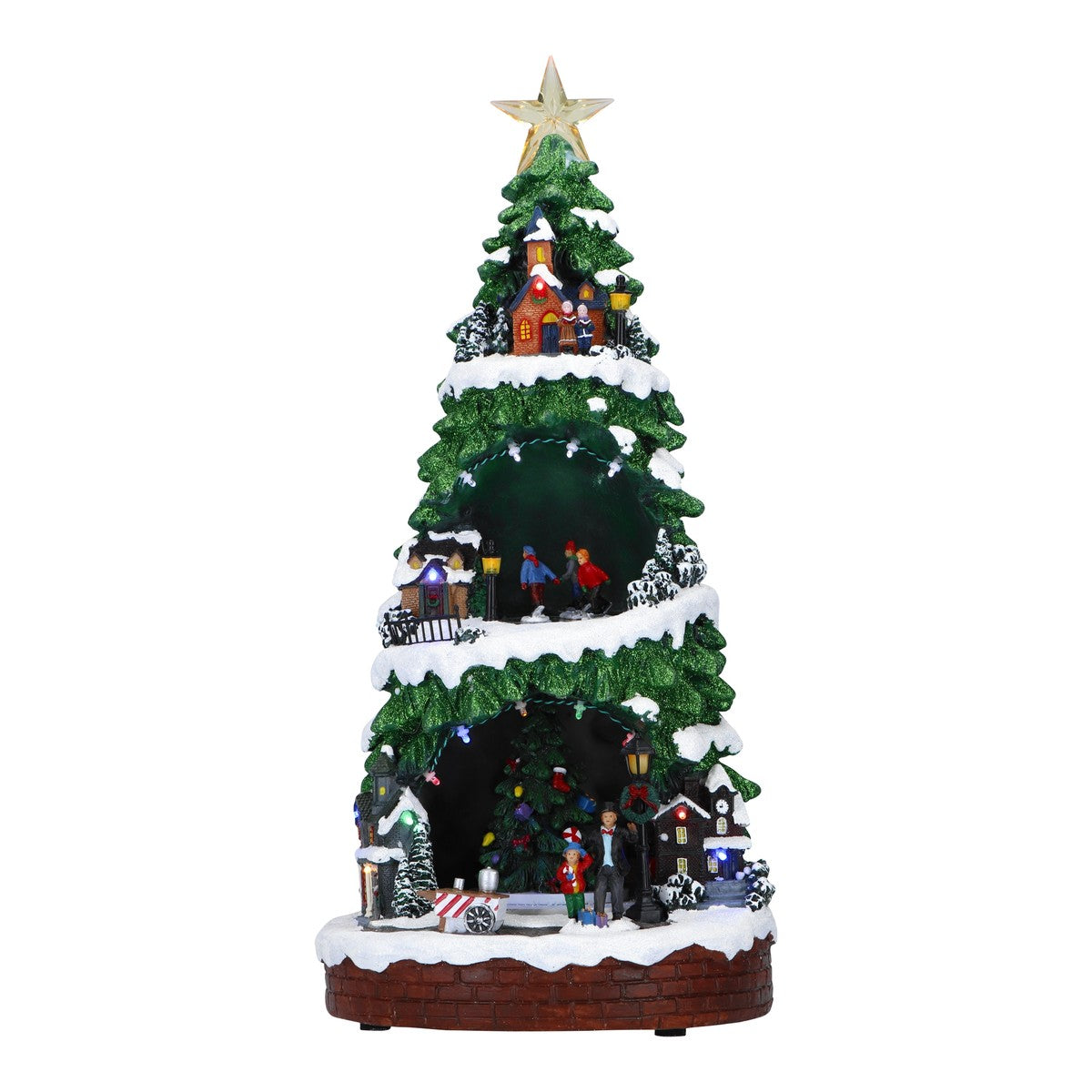 Carillon Di Natale Albero Di Natale Con Personaggi Animati 51cm