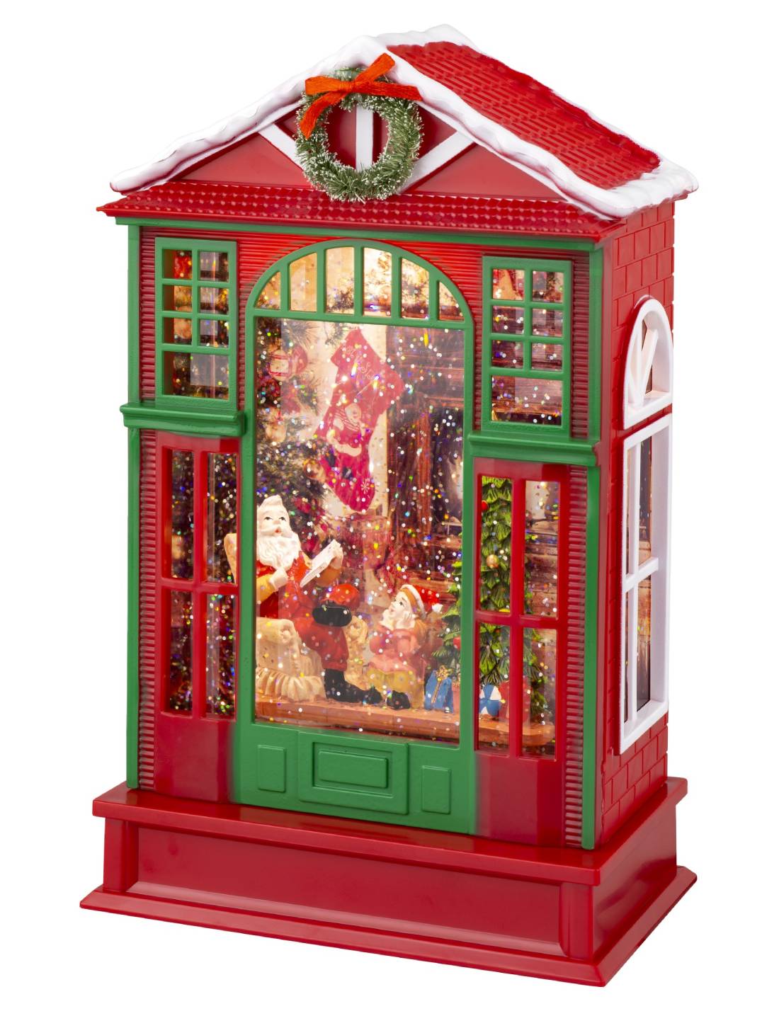 Carillon Di Natale Casetta Luminosa Di Babbo Natale LED 25cm