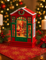 Carillon Di Natale Casetta Luminosa Di Babbo Natale LED 25cm