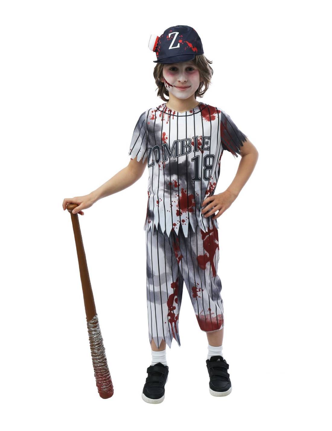 Costume Di Halloween Bambino Giocatore Baseball Zombie 10/12 Anni