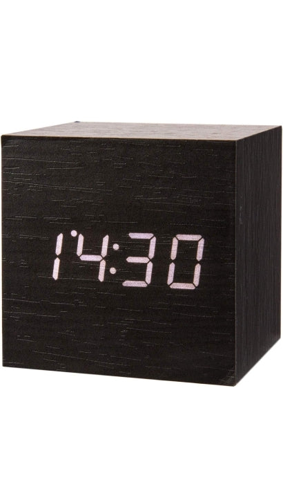 Orologio Digitale Sveglia Da Scrivania Cubo Effetto Legno