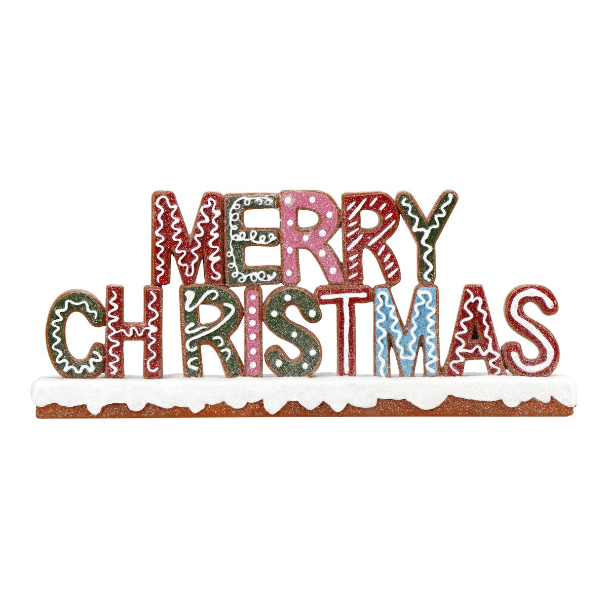 Scritta Di Natale Merry Christmas Pan Di Zenzero 29x3,2x12cm