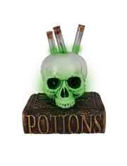 Decorazione Di Halloween Teschio Con Provette Animato Con Suoni E Luci 22cm
