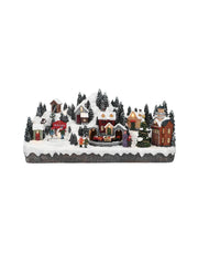 Carillon Di Natale Villaggio Natalizio Con Treno In Movimento Animato Musicale LED 41,7cm