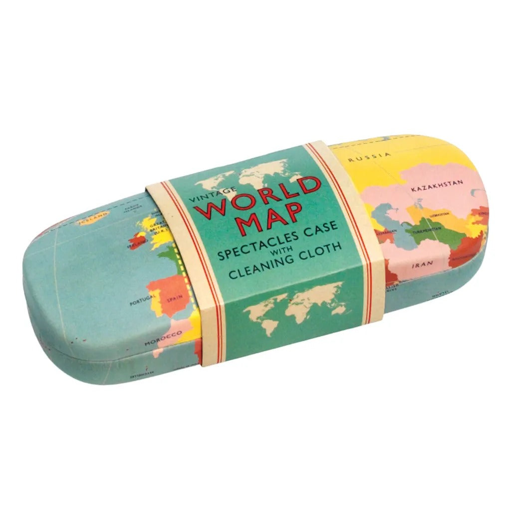 Astuccio Portaocchiali Vintage Mappa Del Mondo