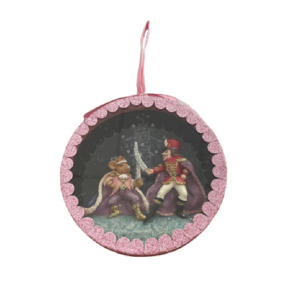 Addobbo Albero Natale Scenario Babbo Natale Con Bastone 10CM