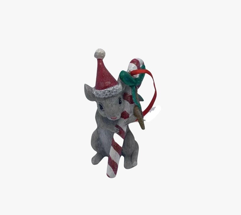 Addobbo Albero Natale Topino Con Cappello E Caramella