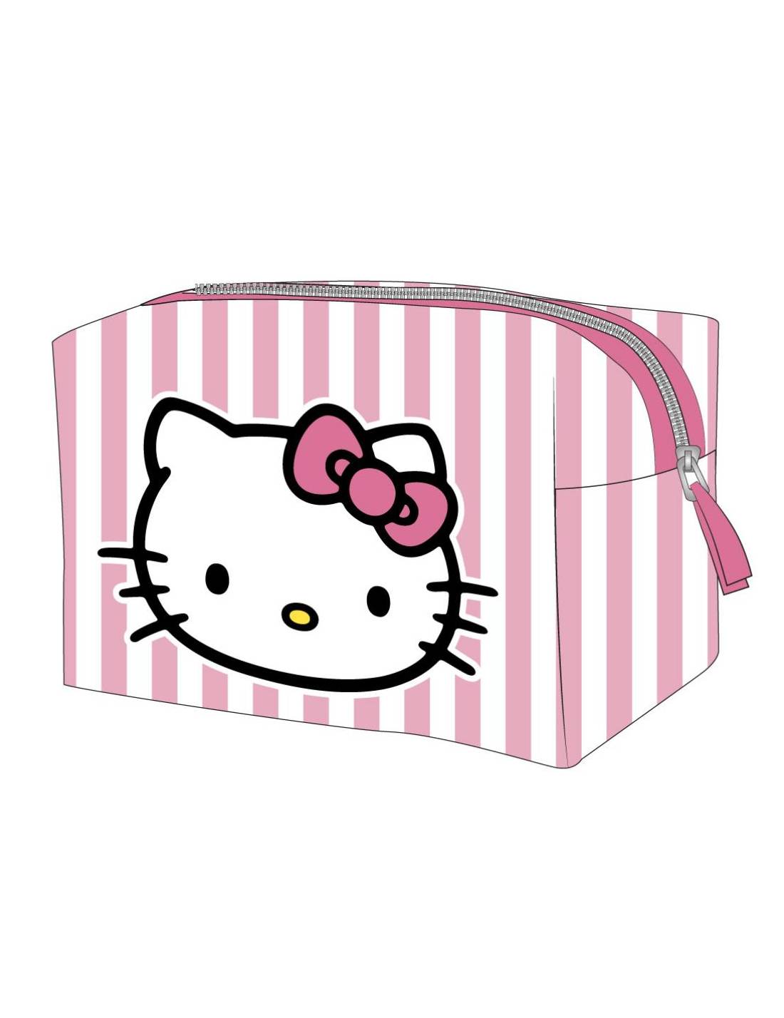 Beauty Case Hello Kitty Rosa A Righe 17cm