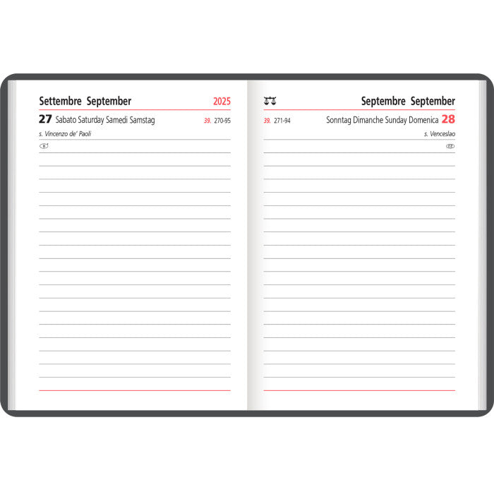 Agenda Giornaliera 12 Mesi 2025 Cangini Con Chiusura Elastico 10cm