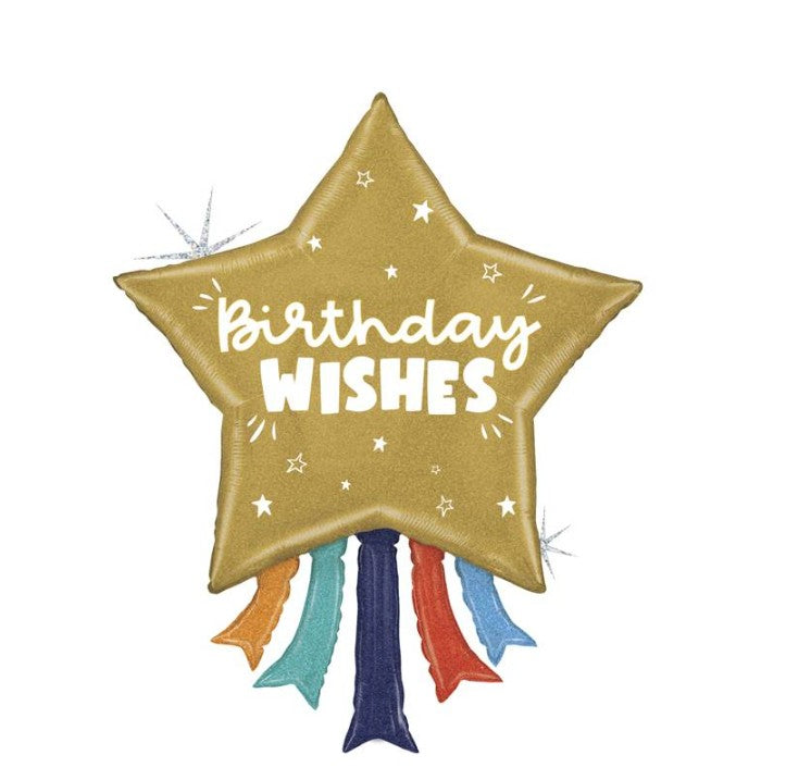 Palloncino Metalfoil Stella Oro Birthday Multicolor 43" 109cm