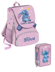 Disney Stitch School Pack Estensibile Più Astuccio Completo 3 Zip