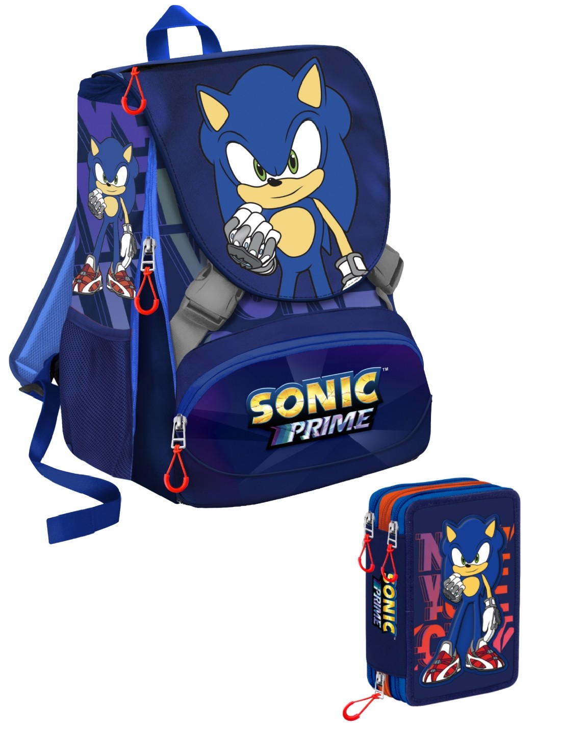 Sonic School Pack Estensibile Più Astuccio Completo 3 Zip