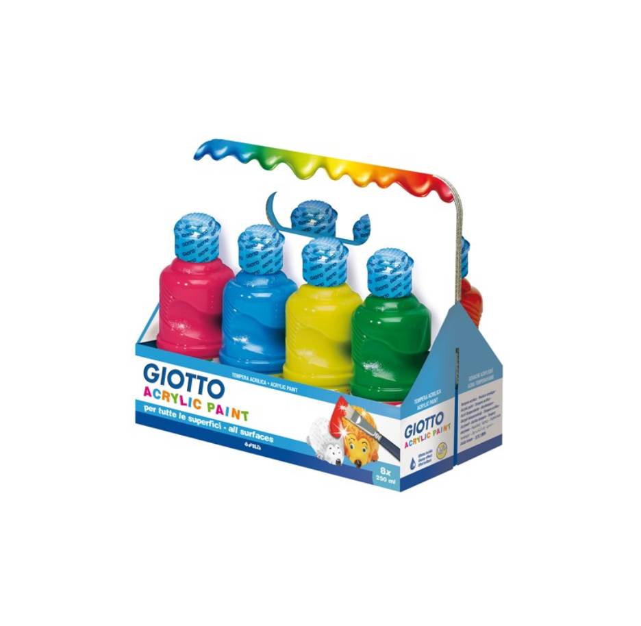 Giotto Confezione Tempera Acrilica 250ml Colori Assortiti 8Pz.