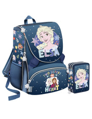 Disney Frozen Elsa School Pack Estensibile Più Astuccio Completo 3 Zip