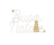Addobbo Natale Scritta Buon Natale Bianca 14x11x10,5cm