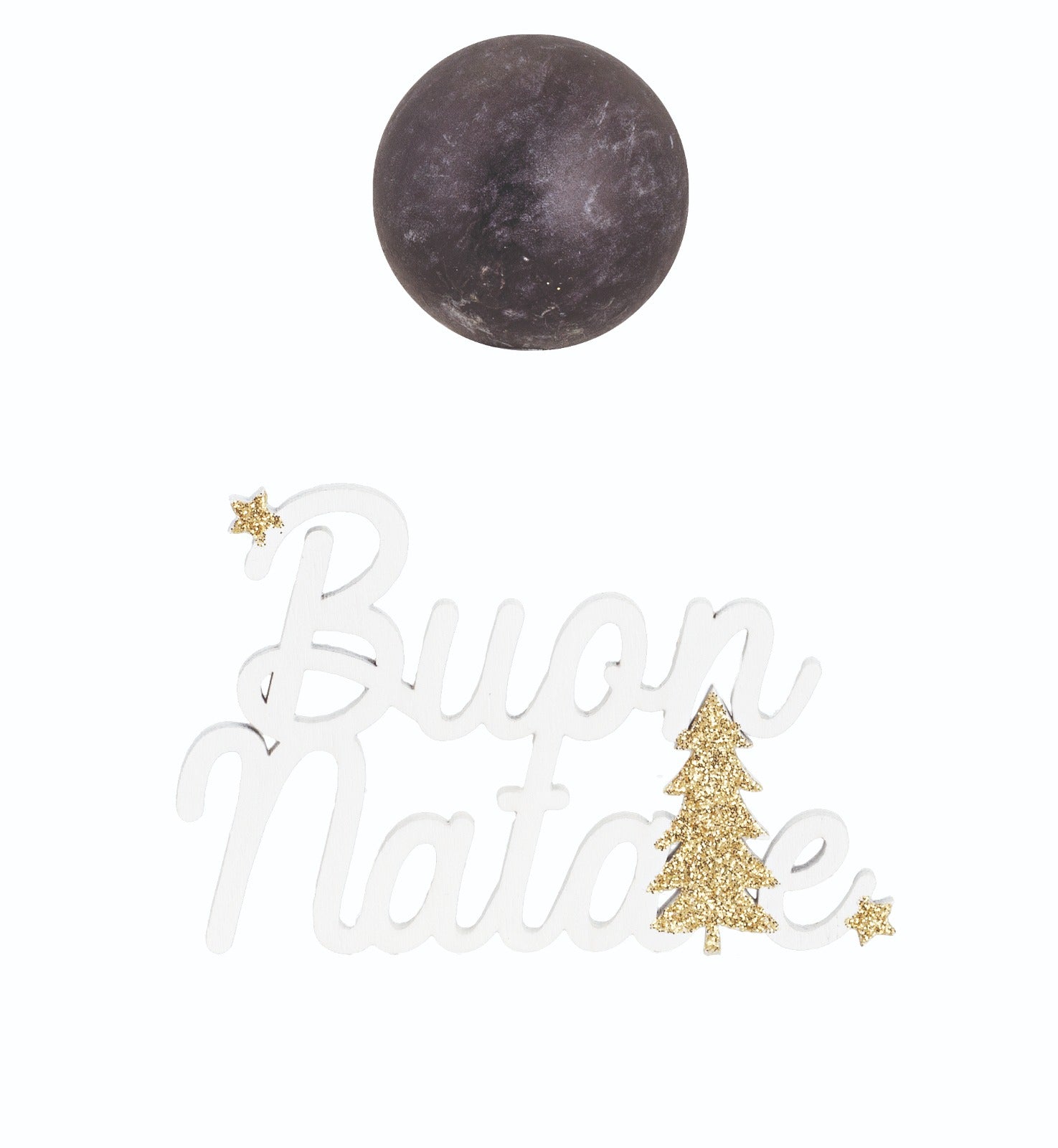 Addobbo Natale Scritta Buon Natale Bianca E Oro 64,5x14,5x11,5cm