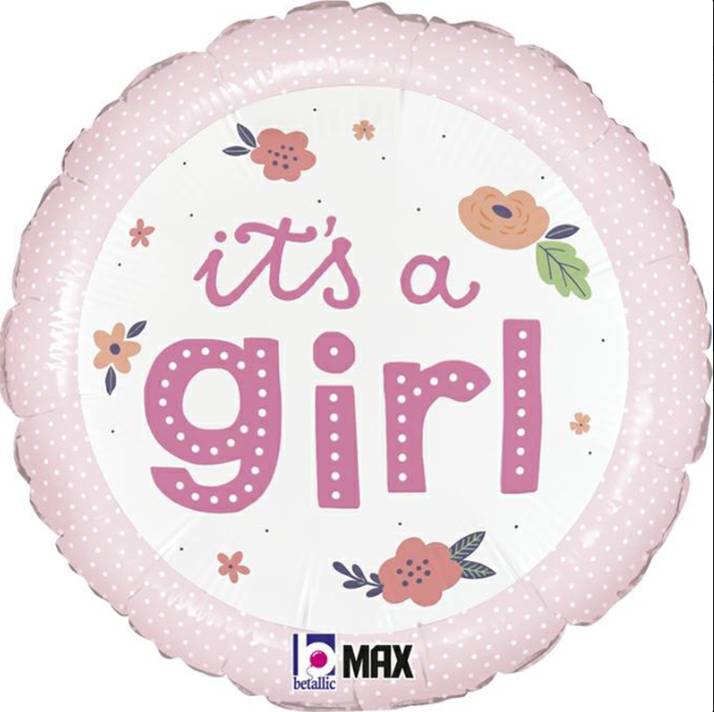 Palloncino Foil "It's a Girl" Rosa 18"