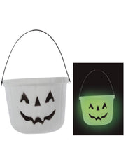 Decorazione Di Halloween Cestino Per Dolci Zucca Fluo 19cm