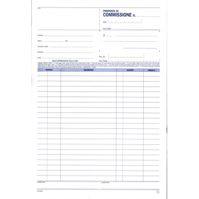 Blocco Copia Commissione A4 A 3 Copie Autoricalcanti