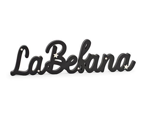 Addobbo Epifania In Legno Nero Scritta "La Befana"