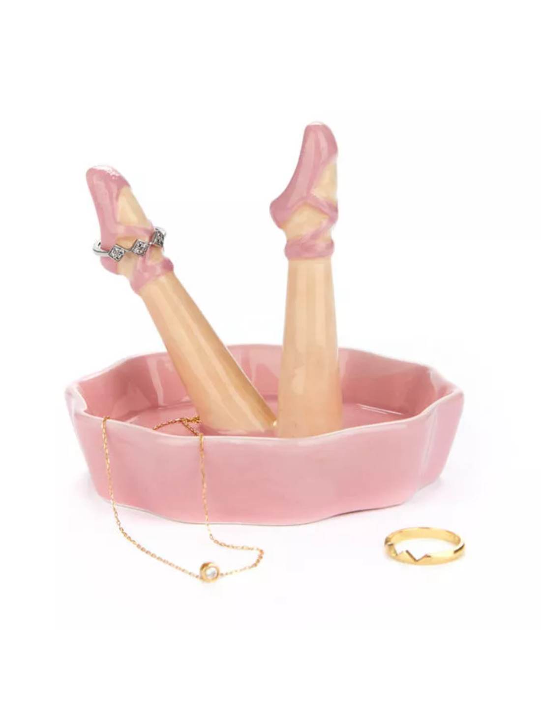 Porta Anelli In Ceramica Gambe Ballerina Classica Rosa