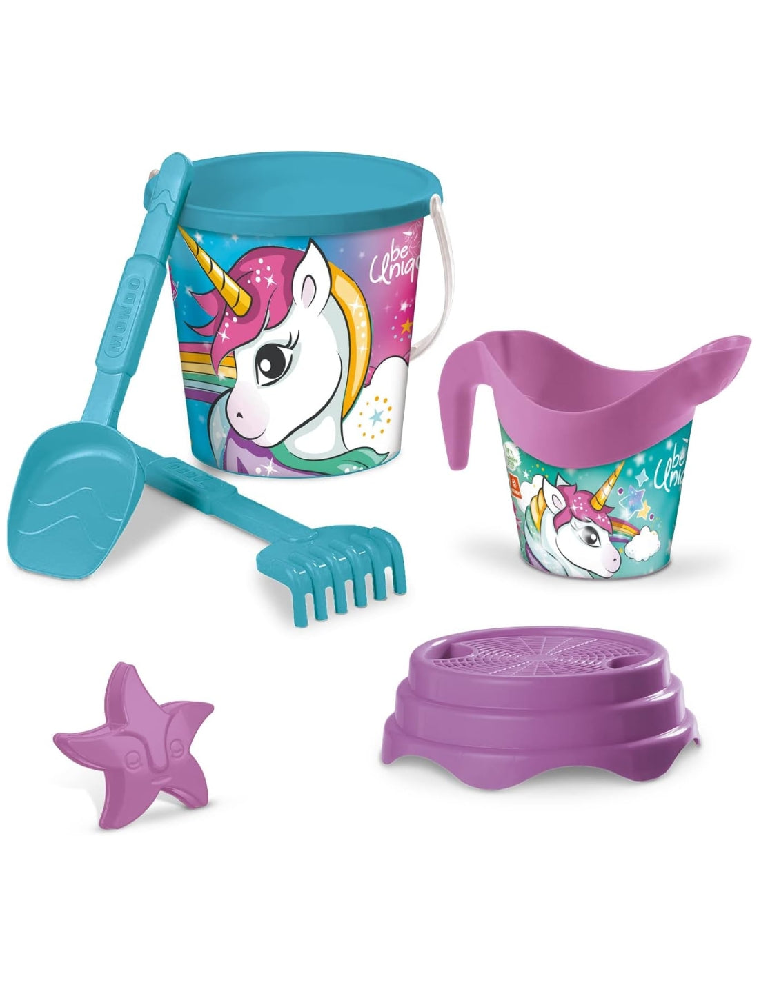 Set Da Spiaggia Secchiello Rastrello E Accessori Unicorno