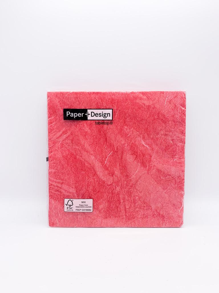 Tovaglioli Di Carta Rossi Con Cornice In Rilievo Effetto Graffiato 33CM 16PZ