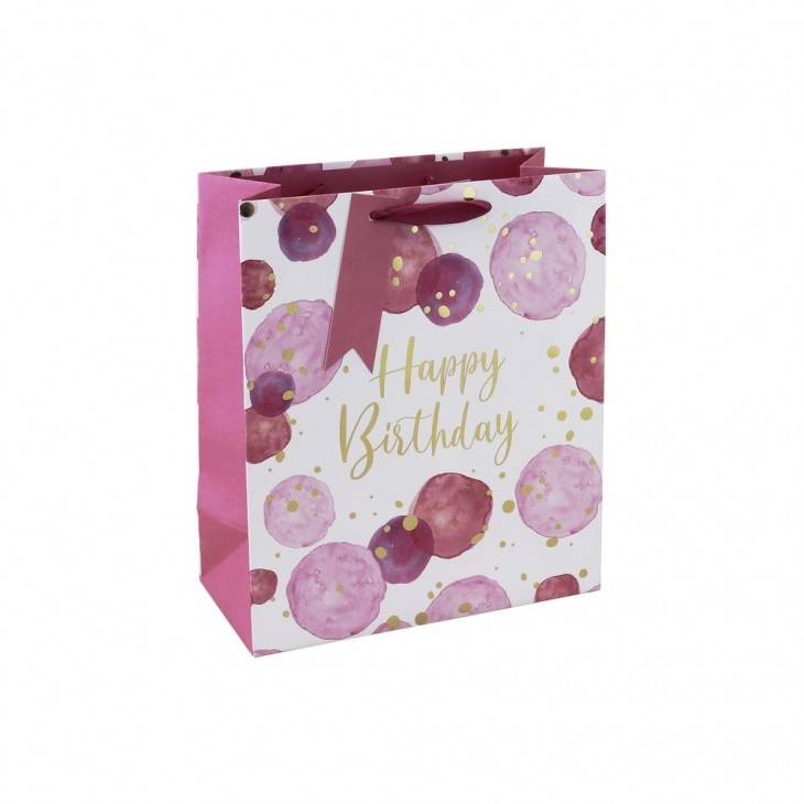 Busta Regalo Compleanno Happy Birthday Rosa