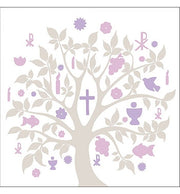 Tovaglioli Di Carta Comunione Beige E Viola 33x33cm 20pz