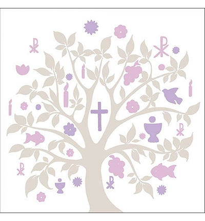Tovaglioli Di Carta Comunione Beige E Viola 33x33cm 20pz