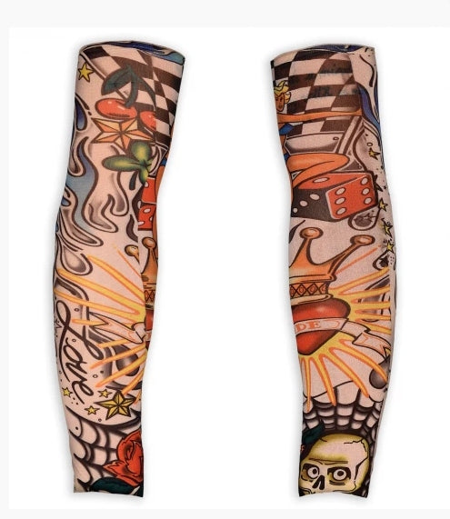 Maniche Stoffa Tatuaggi Finti Accessori Halloween E Carnevale