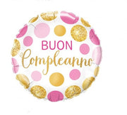 Palloncino Metalfoil Buon Compleanno Rosa E Oro 18" 46cm
