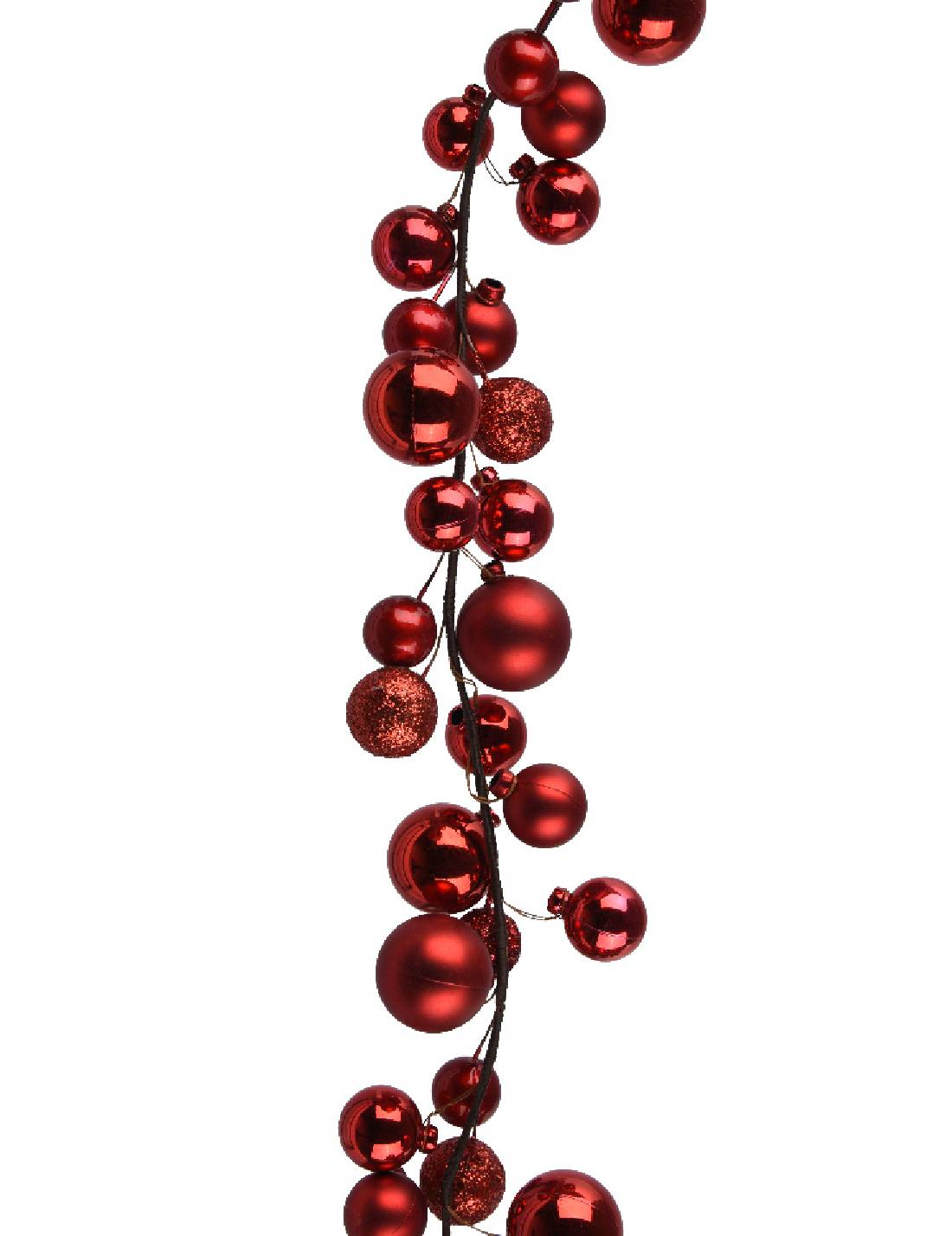 Addobbo Di Natale Ghirlanda Decorativa Con Palline Rosse Glitterate 180cm