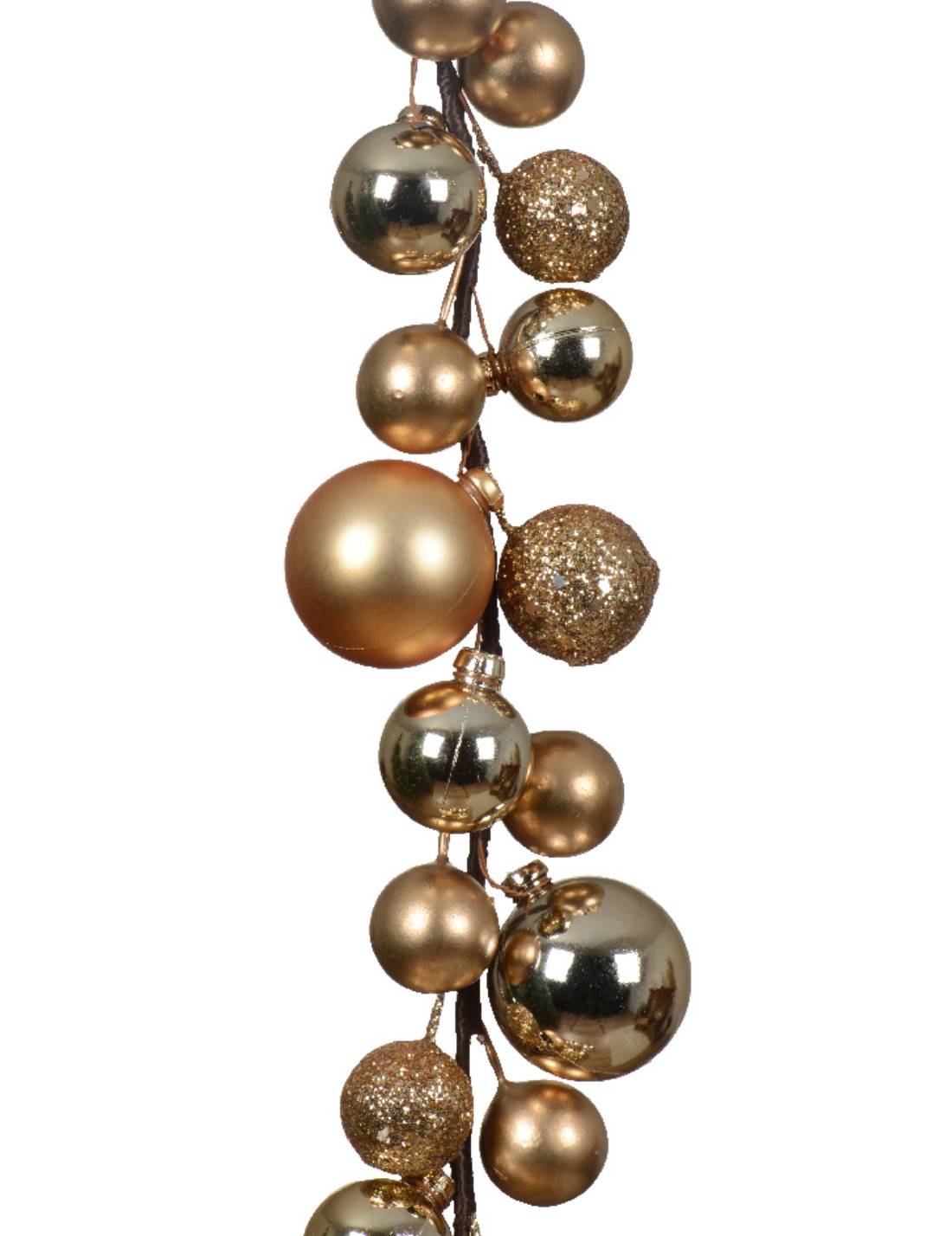 Addobbo Di Natale Ghirlanda Decorativa Con Palline Oro Glitterate 180cm