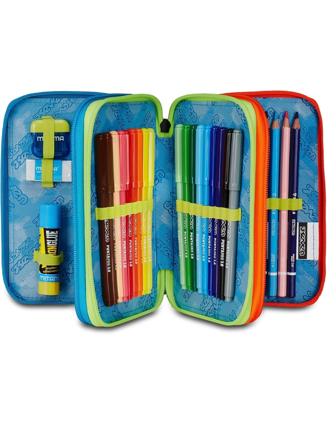 Astuccio Completo 3 Zip Seven Scribbled Flame