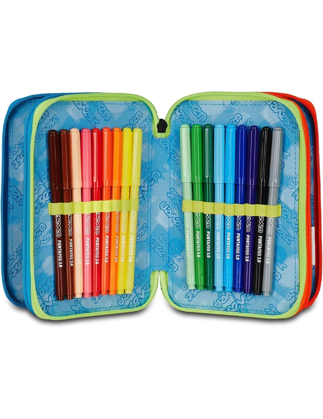 Astuccio Completo 3 Zip Seven Scribbled Flame