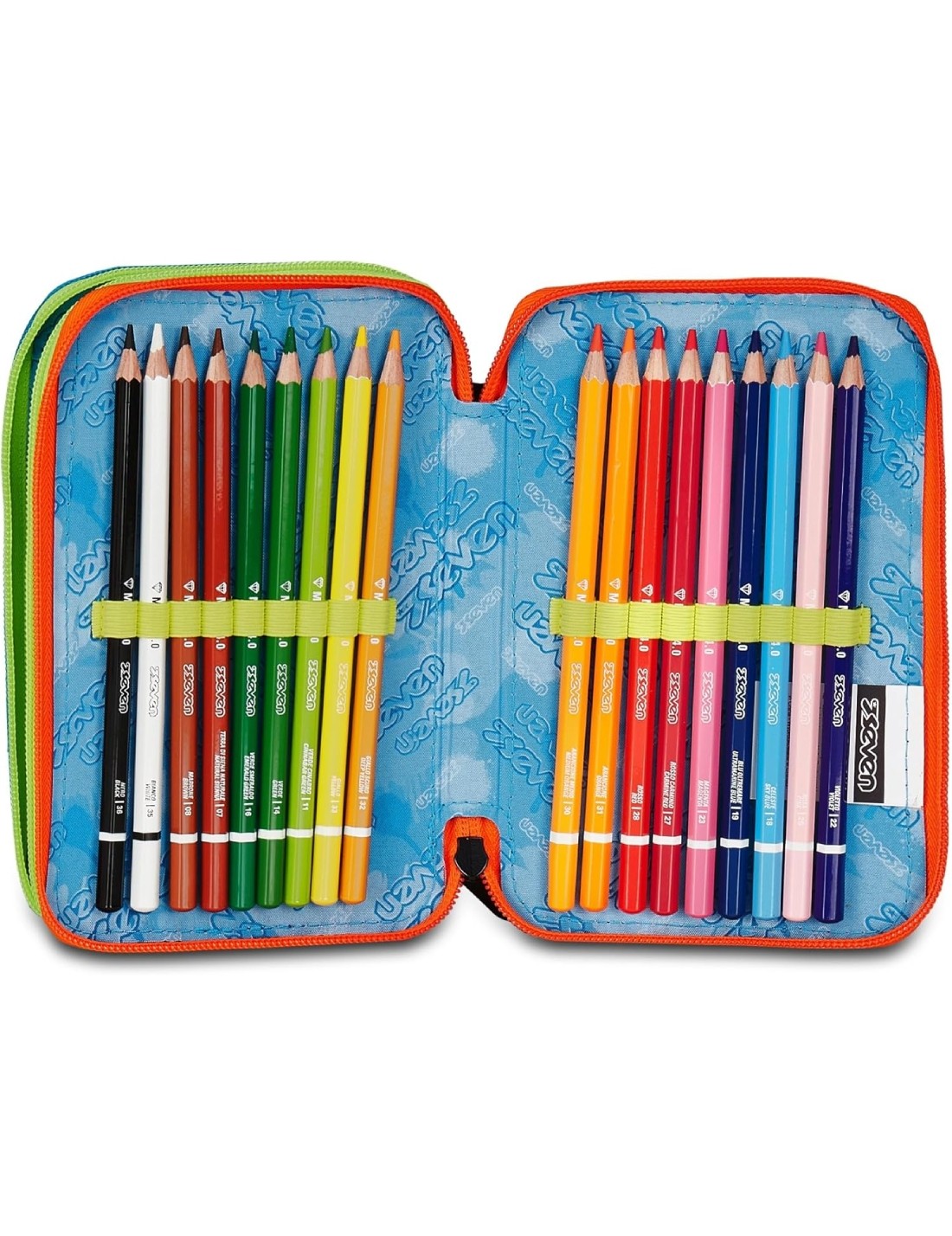 Astuccio Completo 3 Zip Seven Scribbled Flame
