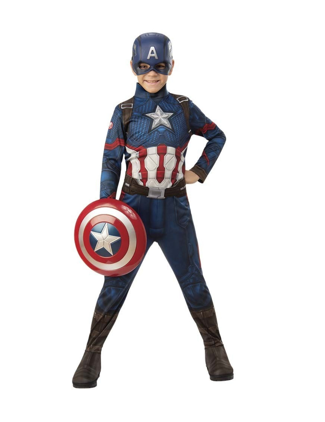 Costume Di Carnevale Bambino Vestito Capitan America Con Scudo Marvel
