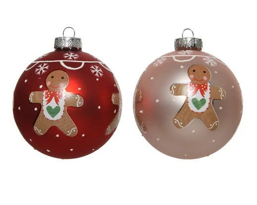 Pallina Albero Di Natale In Vetro Omino Di Marzapane 8cm Colori Assortiti