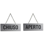 Cartello Segnale Aperto-Chiuso Con Catenella 17,5x6,5cm