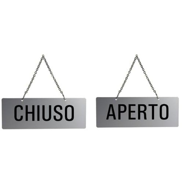Cartello Segnale Aperto-Chiuso Con Catenella 17,5x6,5cm