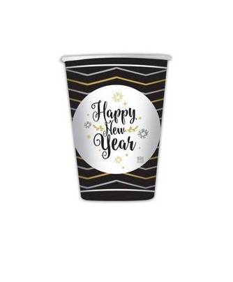 Bicchieri Di Carta Plastificata "Happy New Year" 200cc 8pz.